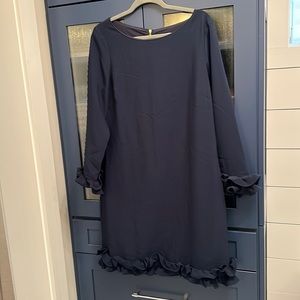 Sail to Sable new w/ tags navy dress w/ ruffles at sleeves and hem